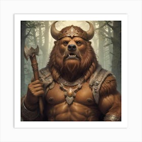 King Viking Bear Art Print