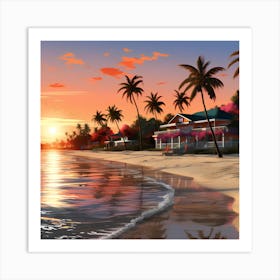 Sunset On The Beach Art Print