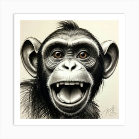 Chimpanzee Drawing Art Print