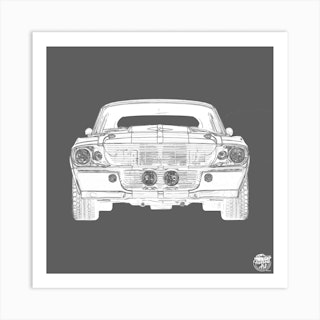 Ford Mustang Gt500 Eleanor Classic Muscle Car Grey Square Art Print