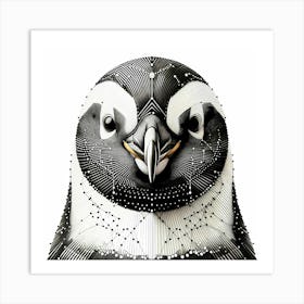 Penguin Head Creative Line Drawing - Wild Bird Artwork 153 Art Print