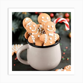 Gingerbread Men In A Cup Art Print