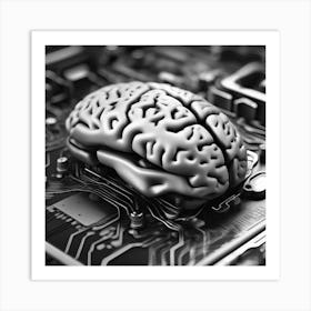 Brain On A Circuit Board 40 Art Print