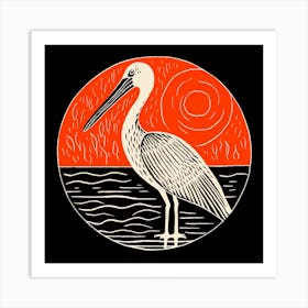 Retro Bird Lithograph Pelican 2 Art Print