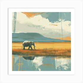 Elephant In The Grass Art Print