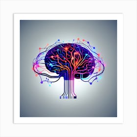 Brain With Circuits Art Print