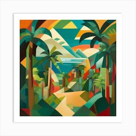 Cubism Art, Tropical Landscape 1 Art Print