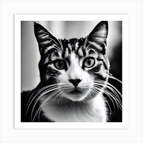 Black And White Cat 11 Art Print