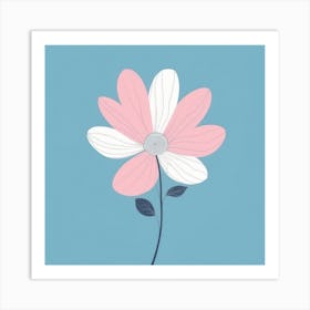 A White And Pink Flower In Minimalist Style Square Composition 212 Art Print