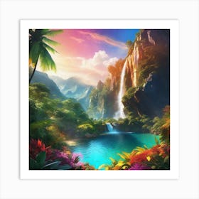 Waterfall In The Jungle 39 Art Print