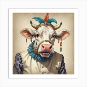 Cow With Feathers 1 Art Print