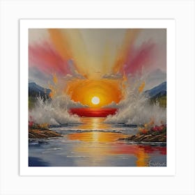 Sunset Over The Ocean 1 Art Print