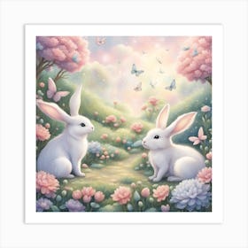 Rabbits In The Garden Art Print