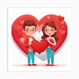 Couple Holding A Heart Art Print