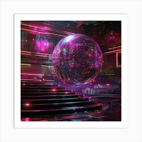 Sphere Auditorium Design, Cyberpunk Styled, Isolated View, Art Print