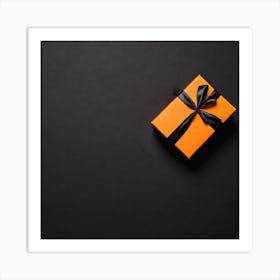 Gift Box On Black Background 1 Art Print