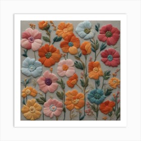 Embroidery Flowers Art Print