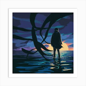 Man Standing In The Water Art Print