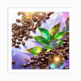 Coffee Beans On A Purple Background Art Print