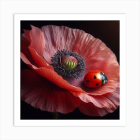 Red Poppy and Ladybird 2 Art Print