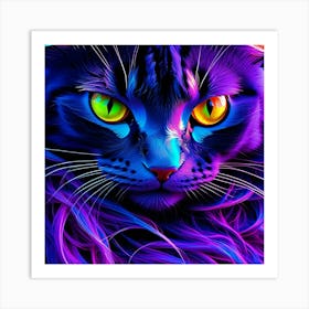 Psychedelic Cat ukh Art Print