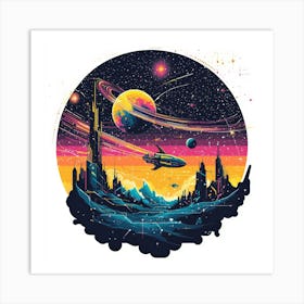 Space Tee.Generated AI. Wall Art Print 2 Art Print