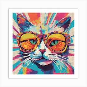 Cat, New Poster For Ray Ban Speed, In The Style Of Psychedelic Figuration, Eiko Ojala, Ian Davenport Art Print