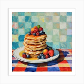 Pancakes With Berries Checkerboard 2 Art Print