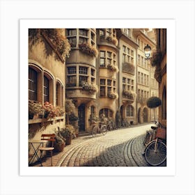 Charming European Street Wall Art A Picturesque Scene With Cobblestone Roads And Classic Architecture For Travel Enthusiasts Print Art Art Print