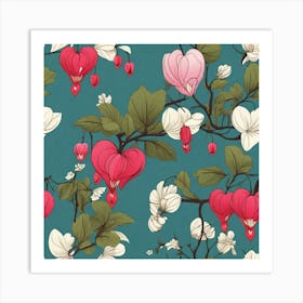 Flowers of Bleeding heart, Vector art 8 Art Print