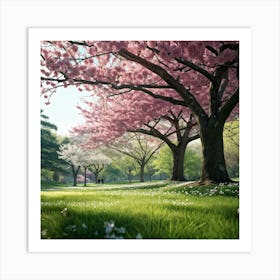 An Awe Inspiring Tree Gleaming With Spring Blossoms Standing Tall Amidst The Tranquility Of A Seren (4) Art Print