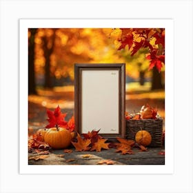 An Autumnal Scene Captured In Ultra Realistic Detail Showcases A Leaf Of Vibrant Orange Hue Profoun 1 Art Print