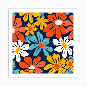 70s Floral Patternx Art Print