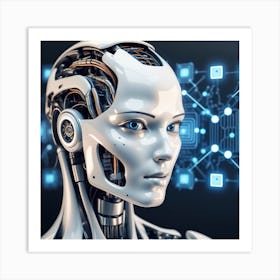 Female Robot With Blue Eyes Art Print