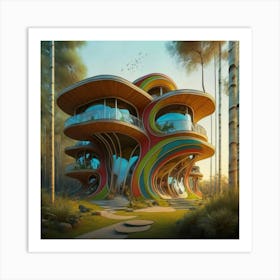 Huge colorful futuristic house design with vibrant details 8 Art Print