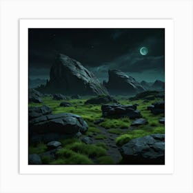 Landscape With Rocks And Moon Art Print