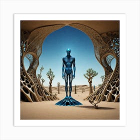 Blue Man In The Desert 9 Art Print