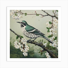 Ohara Koson Inspired Bird Painting Hermit Thrush 3 Square Art Print