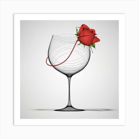Wine Glass With Rose 2 Art Print