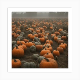 Pumpkins In The Field 2 Art Print