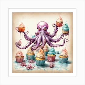 Octopus Cupcakes Art Print