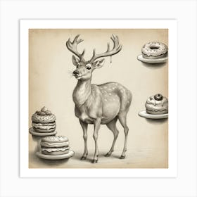 Deer With Donuts Art Print