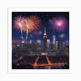 New York City Fireworks Art Print