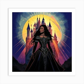 Firefly Gothic, Woman, Sinister, Medieval, Castle, Sun, Colored Rays, Dramatic, Eerie, Mysterious, D (1) Art Print