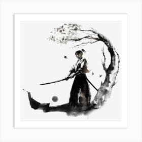 Japan Samurai Drawing Warrior Art Print