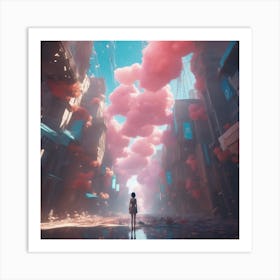 Girl In A City Art Print