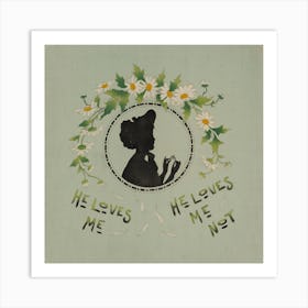 He Loves Me He Loves Me Not Vintage Art Print