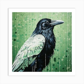 Ohara Koson Inspired Bird Painting Raven 3 Square Art Print