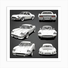 White Sports Cars Art Print