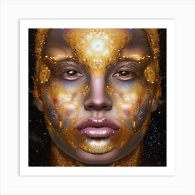 Golden Face 1 Art Print